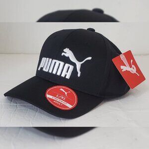 PUMA ORIGINAL BASKETBALL CAP MEN'S STRETCH FIT SIZE L/XL BLACK EMBROIDERED LOGO
